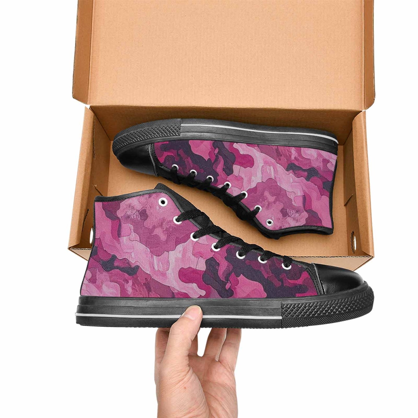 WOMEN'S Military Camouflage Blotch High Top Canvas Cottagecore Custom Shoes