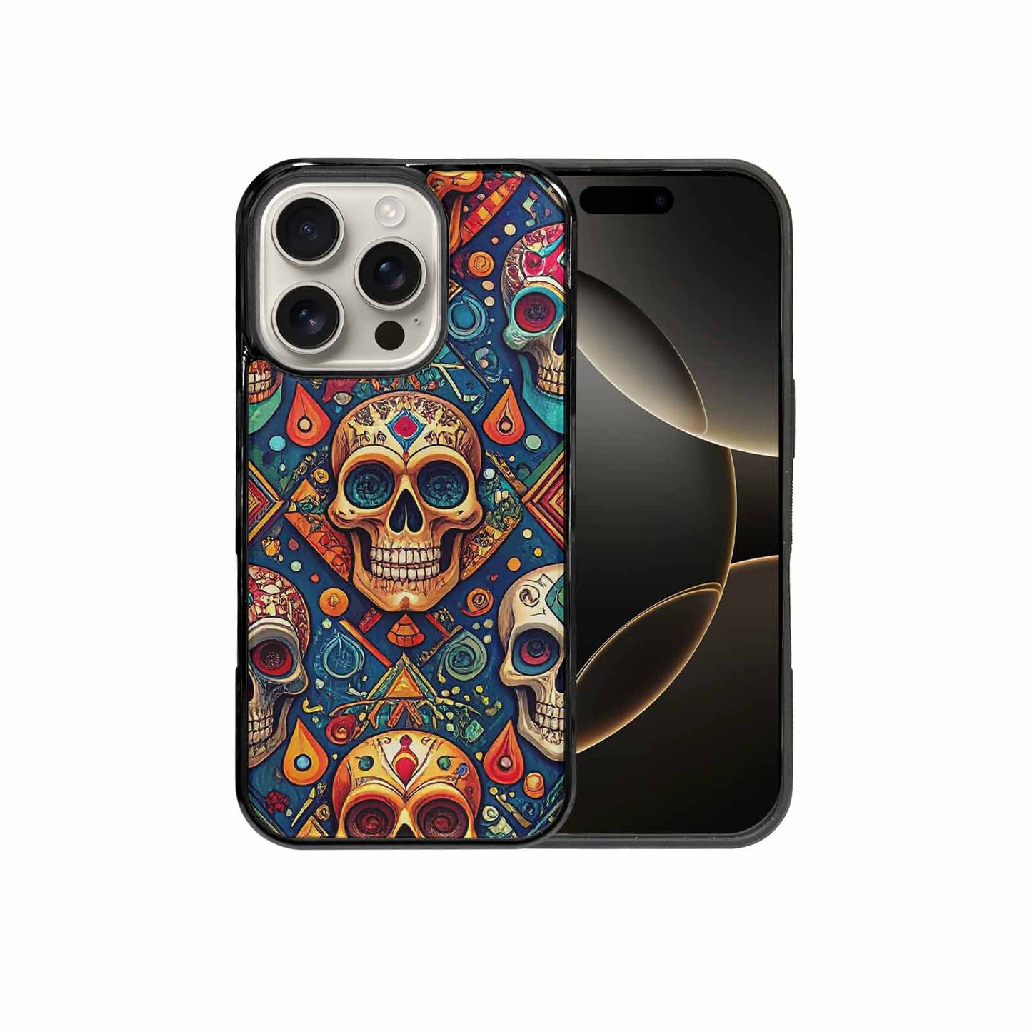 iPhone 16 Pro Case — Sacred Geometry Lots Of Skulls Seamless, Customized Protective Case