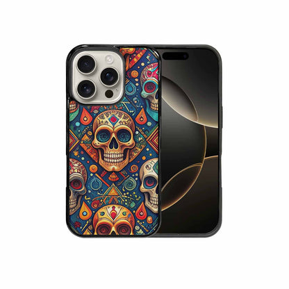 iPhone 16 Pro Case — Sacred Geometry Lots Of Skulls Seamless, Customized Protective Case