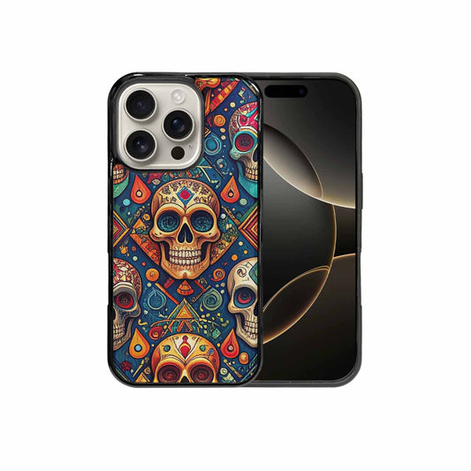iPhone 16 Pro Case — Sacred Geometry Lots Of Skulls Seamless, Customized Protective Case