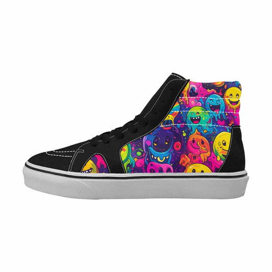 MEN'S Yellow Smiley Face High Top Canvas Surreal Custom Shoes