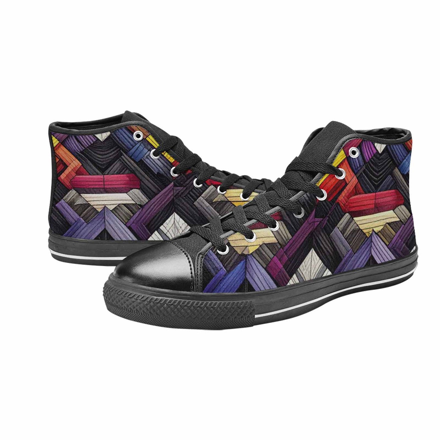 MEN'S Asexual Flag Color High Top Canvas Aesthetic Custom Shoes