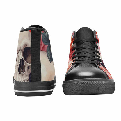 WOMEN'S Skulls Roses Soft Airbrush High Top Canvas Vibrant Chaos Sneakers