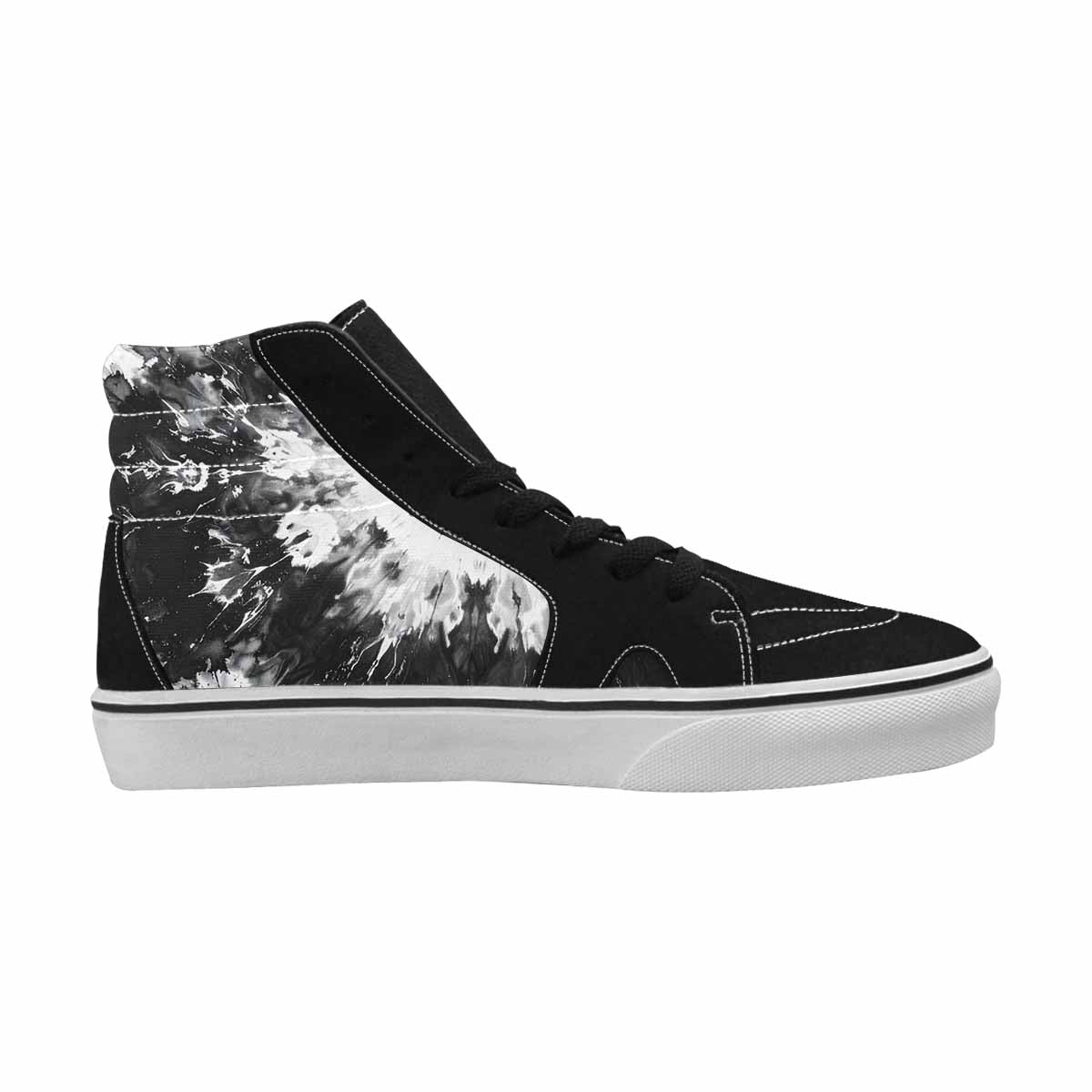 WOMEN'S Tie Dye Acid Wash Black White High Top Canvas Cottagecore Shoes