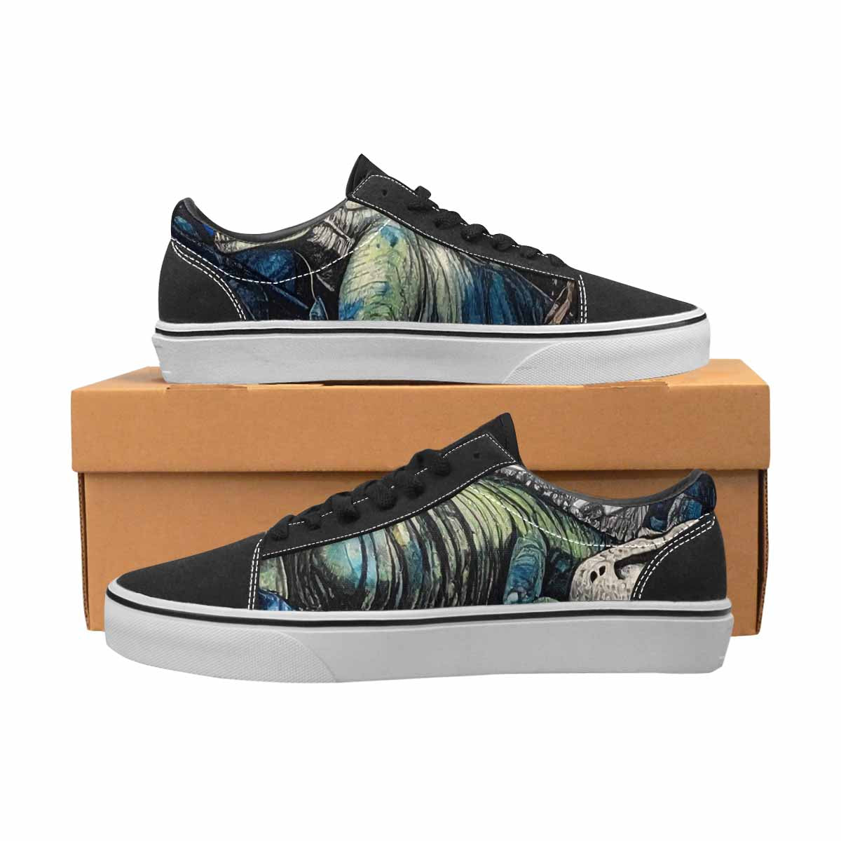 WOMEN'S Dinosaur Burst Lace-Up Canvas Vibrant Chaos Sneakers