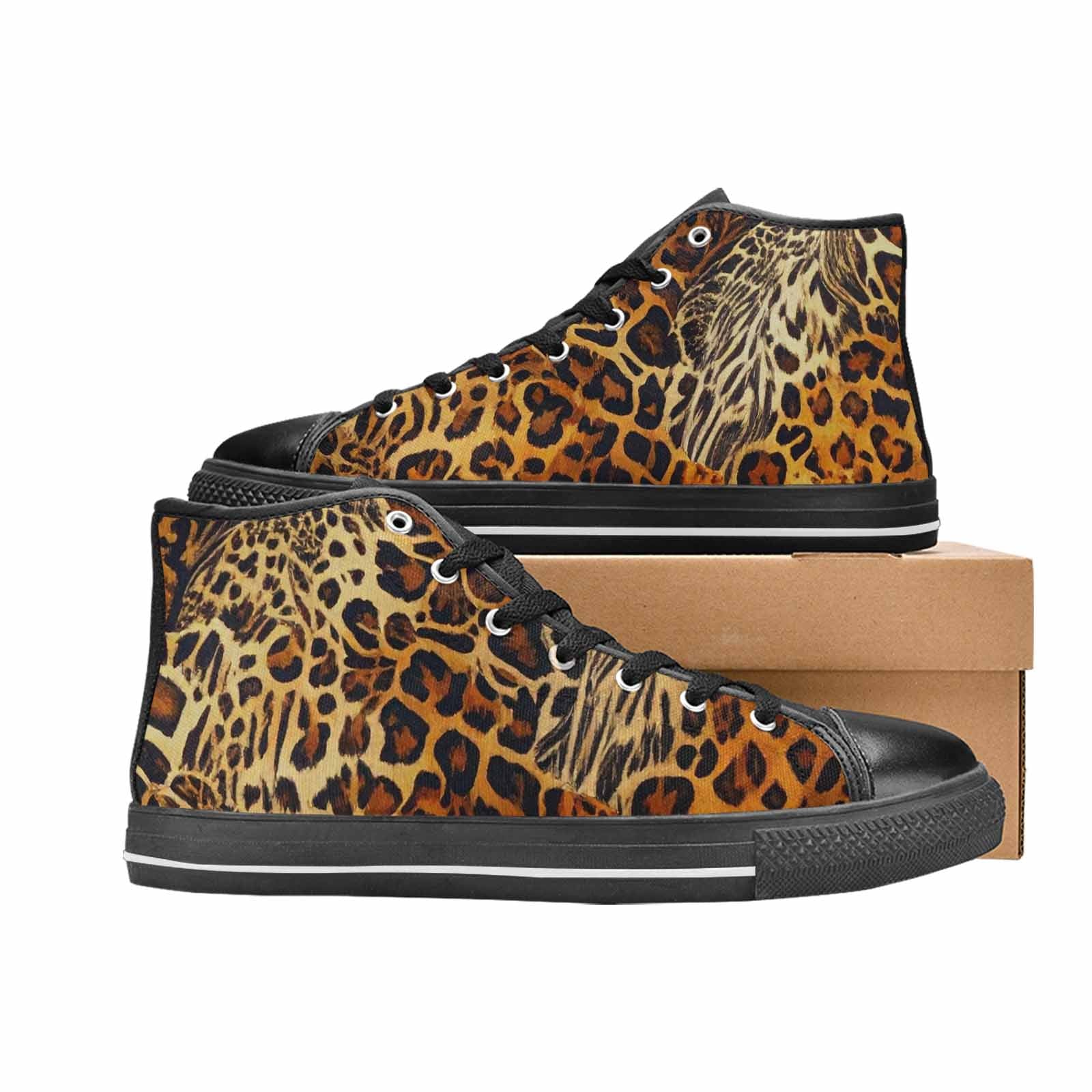 WOMEN'S Animal Print High Top Canvas Wallpaper Art Custom Sneakers