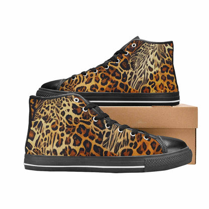WOMEN'S Animal Print High Top Canvas Wallpaper Art Custom Sneakers
