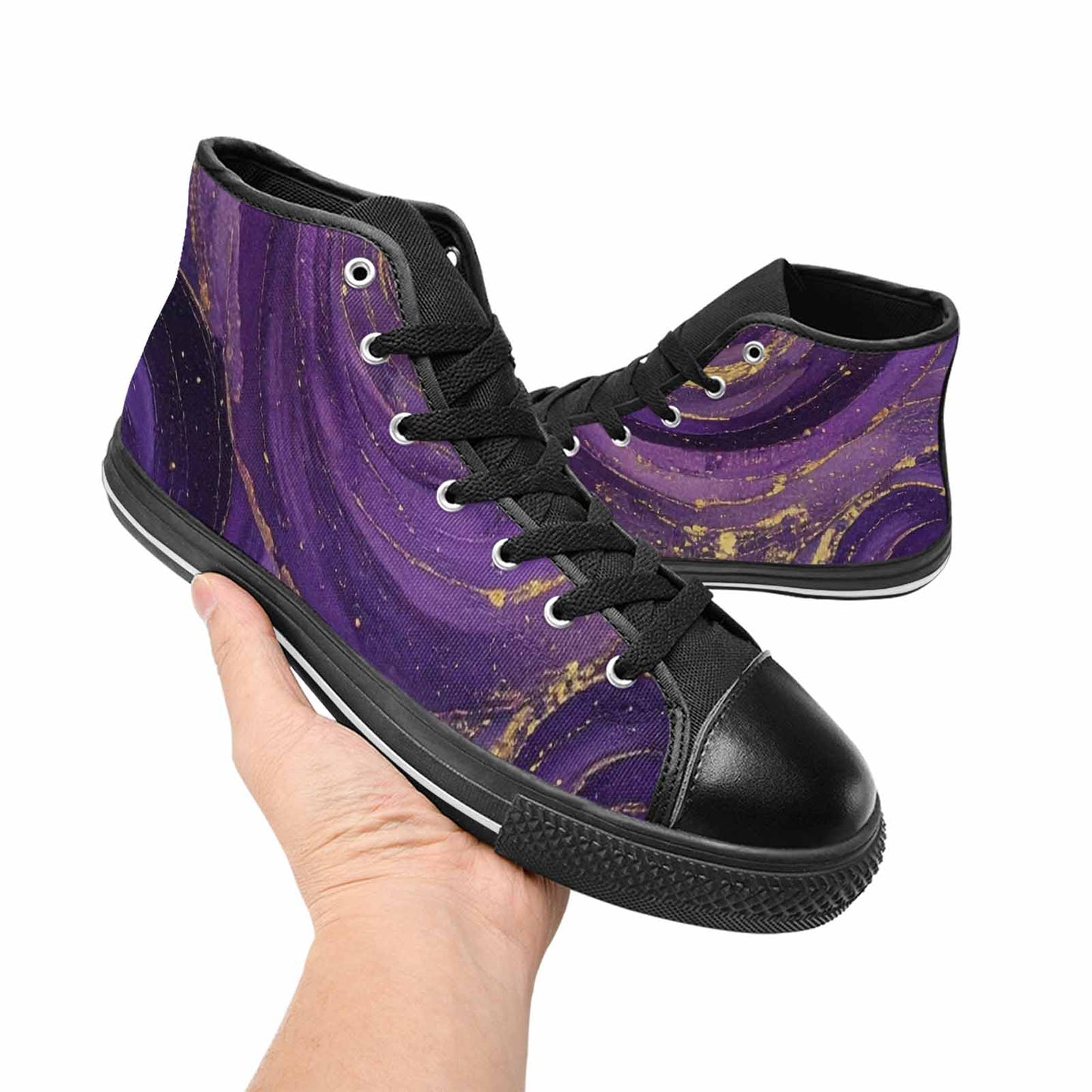 MEN'S Starry Night Nebula Brushstroke High Top Canvas Dreamcore Custom Shoes
