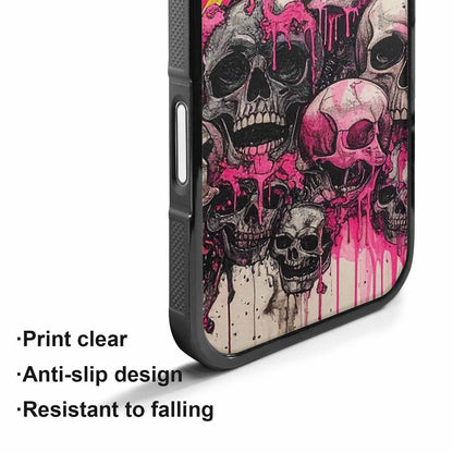 iPhone 17 Case — Black &amp; Pink Ink Gothic Skulls, Custom Art Phone Cover