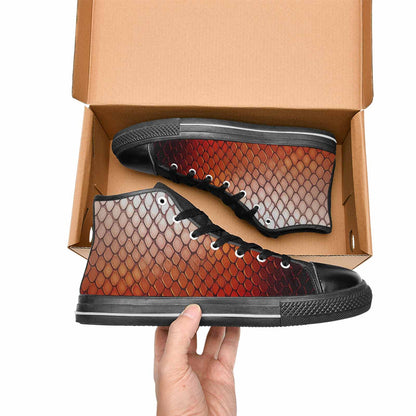 MEN'S Dark Snake Print High Top Canvas Surreal Custom Shoes