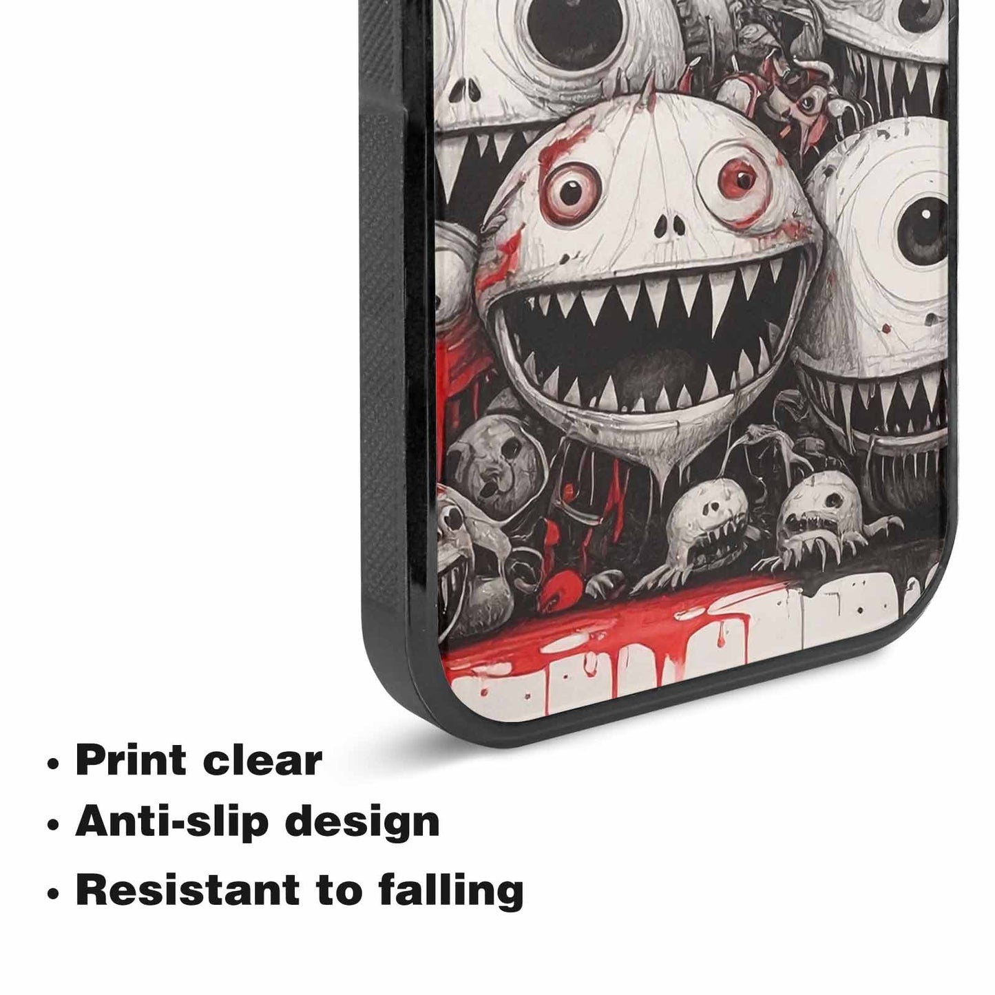 iPhone 15 Plus Case — Multi Eye Monster Black Red Ink, Unique Phone Case Design