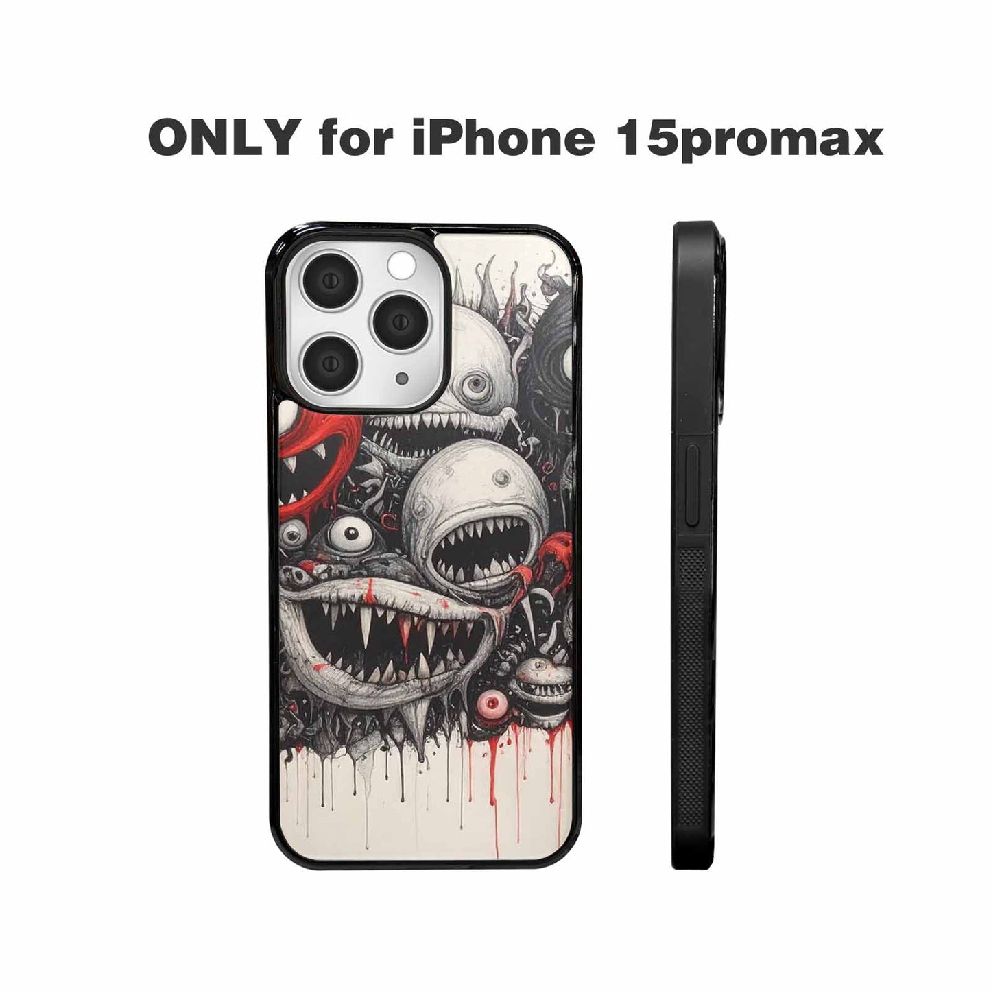 iPhone 15 Pro Max Case — Multi Eye Monster Black Red Ink, Custom Phone Case