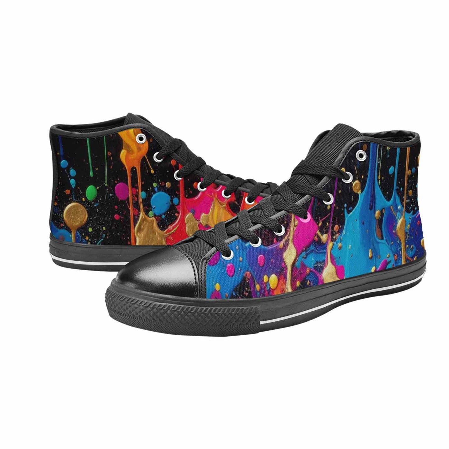 WOMEN'S Paint Splatter High Top Canvas Y2K Custom Sneakers