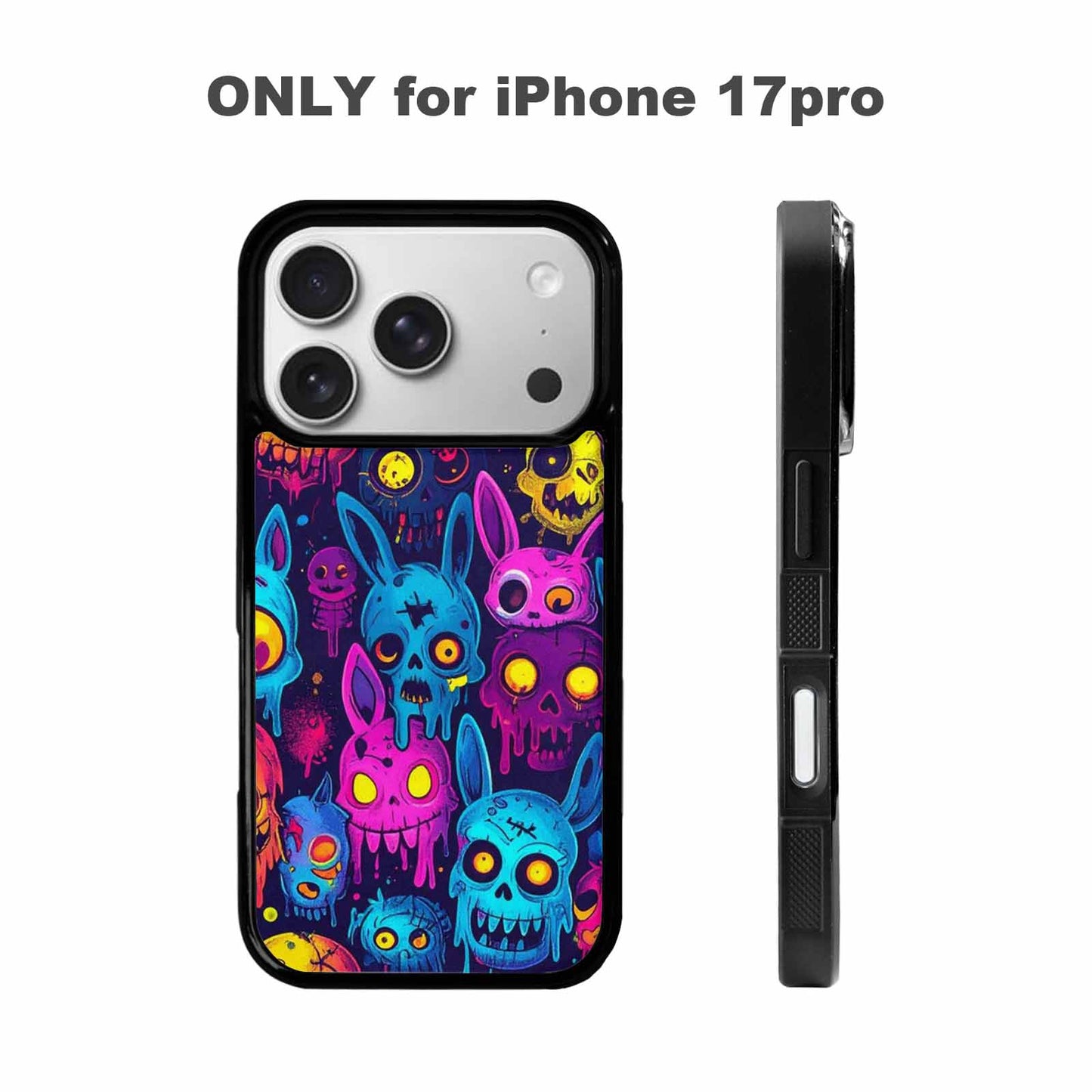 iPhone 17 Pro Case — Mixed Toxic Glow Creature Pattern Cartoon, Custom Printed Phone Case