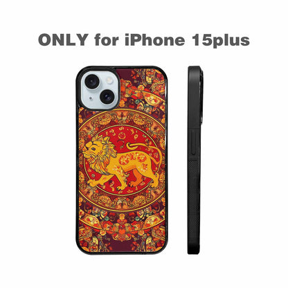 iPhone 15 Plus Case — Mandala Lions Art Seamless Pattern Vibrant, Custom Art Phone Cover