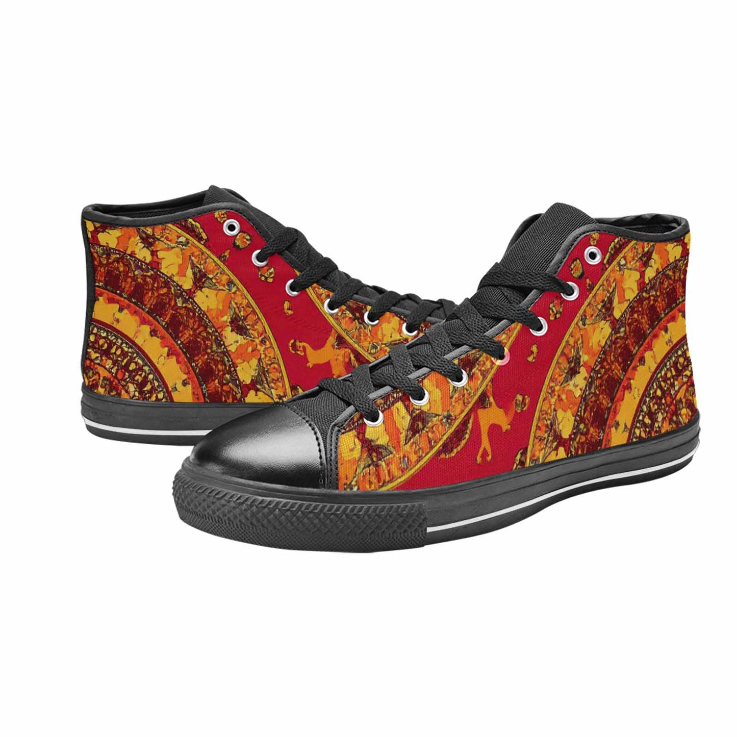 WOMEN'S Mandala Lions High Top Canvas Grunge Sneakers