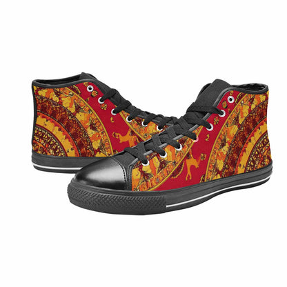 WOMEN'S Mandala Lions High Top Canvas Grunge Sneakers