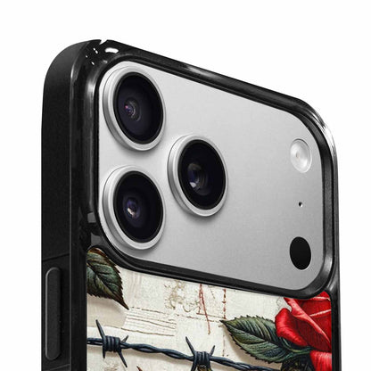 iPhone 17 Pro Max Case — Glossy Barbed Wire Original Art, Custom Print Case Cover