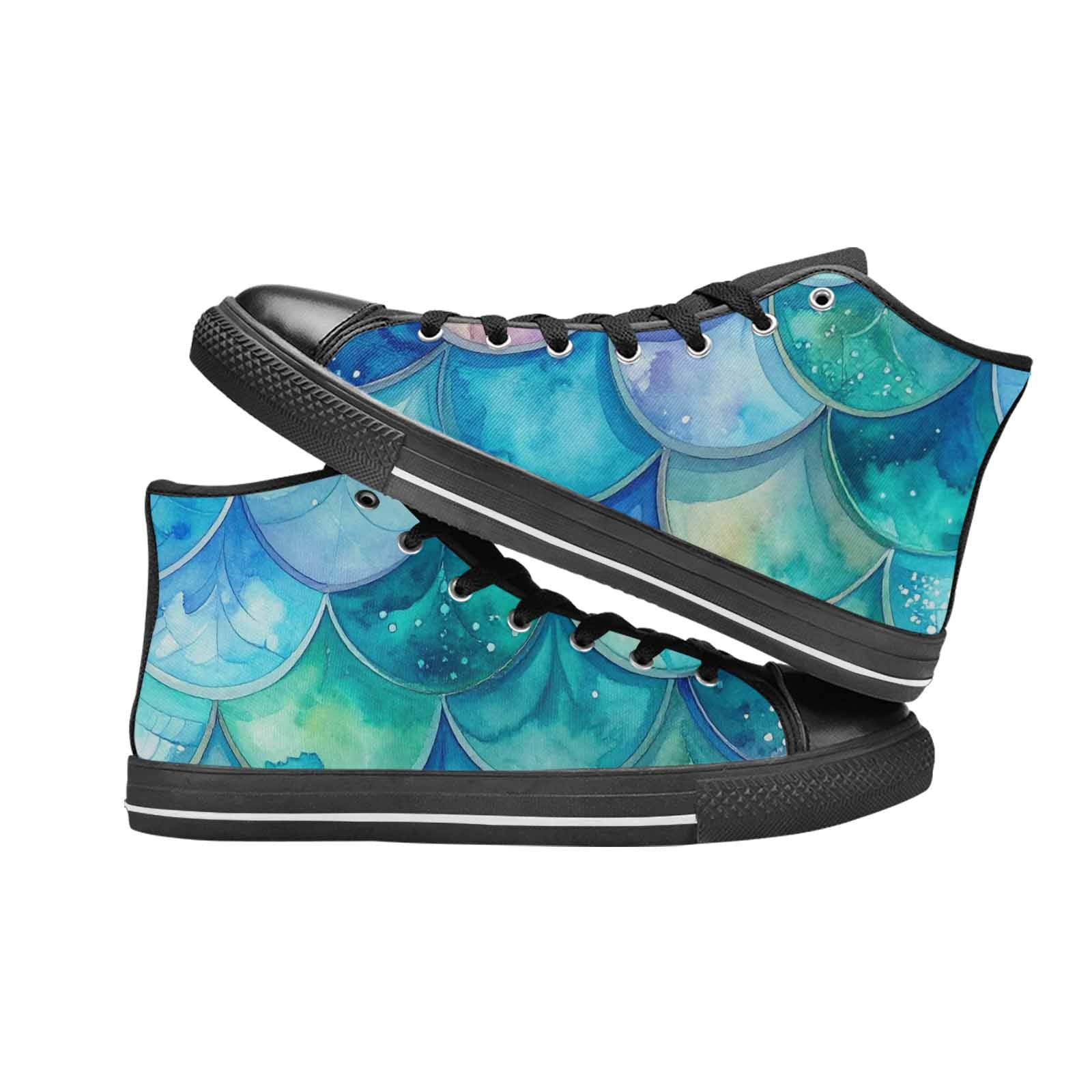 WOMEN'S Mermaid Scale High Top Canvas Aesthetic Custom Shoes