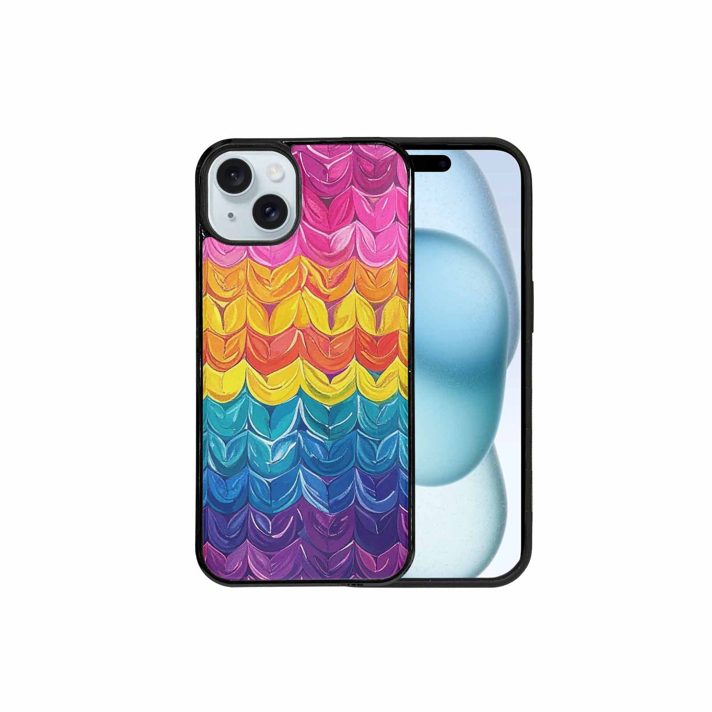 iPhone 15 Plus Case — Pansexual Flag Color Theme Small Rainbow, Custom Printed Phone Case