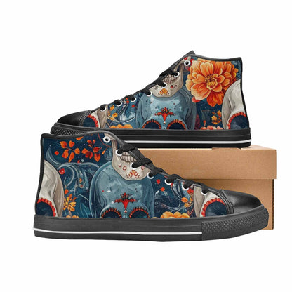 WOMEN'S Marble Skull High Top Canvas Aesthetic Shoes