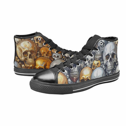 WOMEN'S Skulls - Metallic-Chrome- High Top Canvas Surreal Sneakers