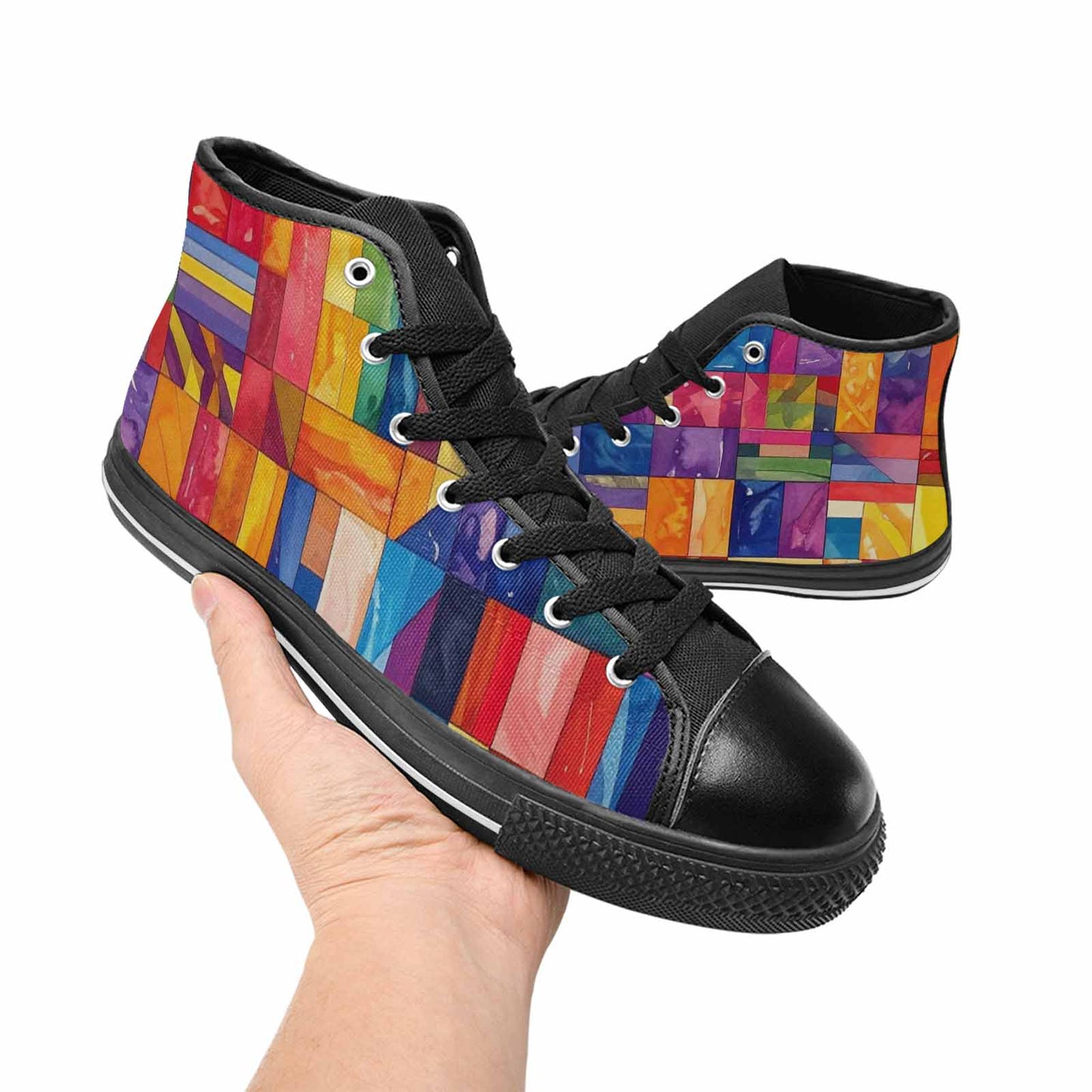 MEN'S Transgender Flag Color High Top Canvas Vibrant Chaos Shoes