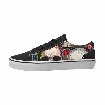 WOMEN'S Skulls Black & Red Ink Canvas Made To Order Y2K Custom Printed Shoes