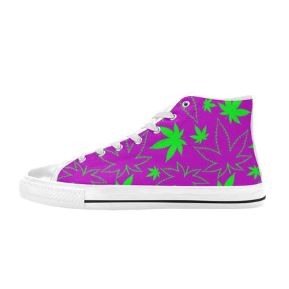 WOMEN'S Cc Weed 420 Art High Top Canvas Vibrant Chaos Custom Sneakers