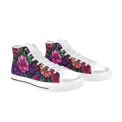 MEN'S Trippy Floral Chaos High Top Canvas Wallpaper Art Custom Shoes