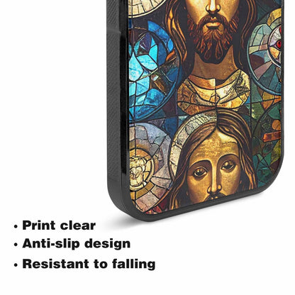 iPhone 15 Plus Case — Jesus Face Small Cross And Faith, Personalized Phone Case