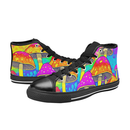 MEN'S Colorful Mushrooms Art Vibes High Top Canvas Dreamcore Custom Sneakers