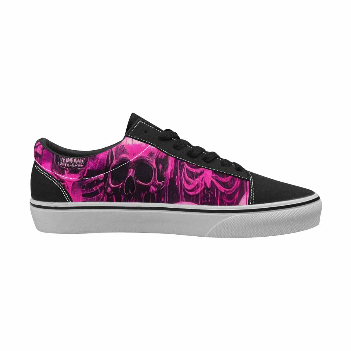 WOMEN'S Skeletons  Neon Pink Lace-Up Canvas Vibrant Chaos Sneakers