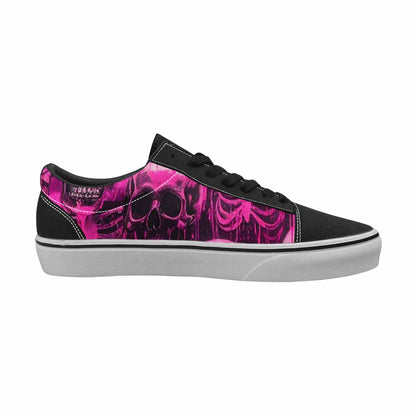 WOMEN'S Skeletons  Neon Pink Lace-Up Canvas Vibrant Chaos Sneakers