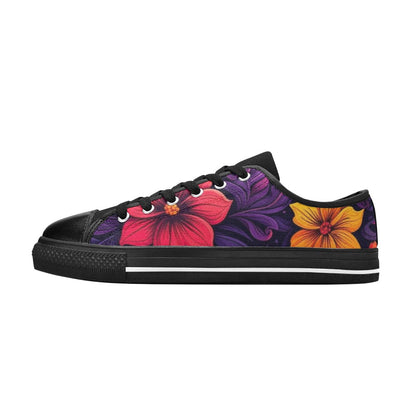 KIDS' Exotic Floral Weave Low Top Canvas Wallpaper Art Custom Sneakers