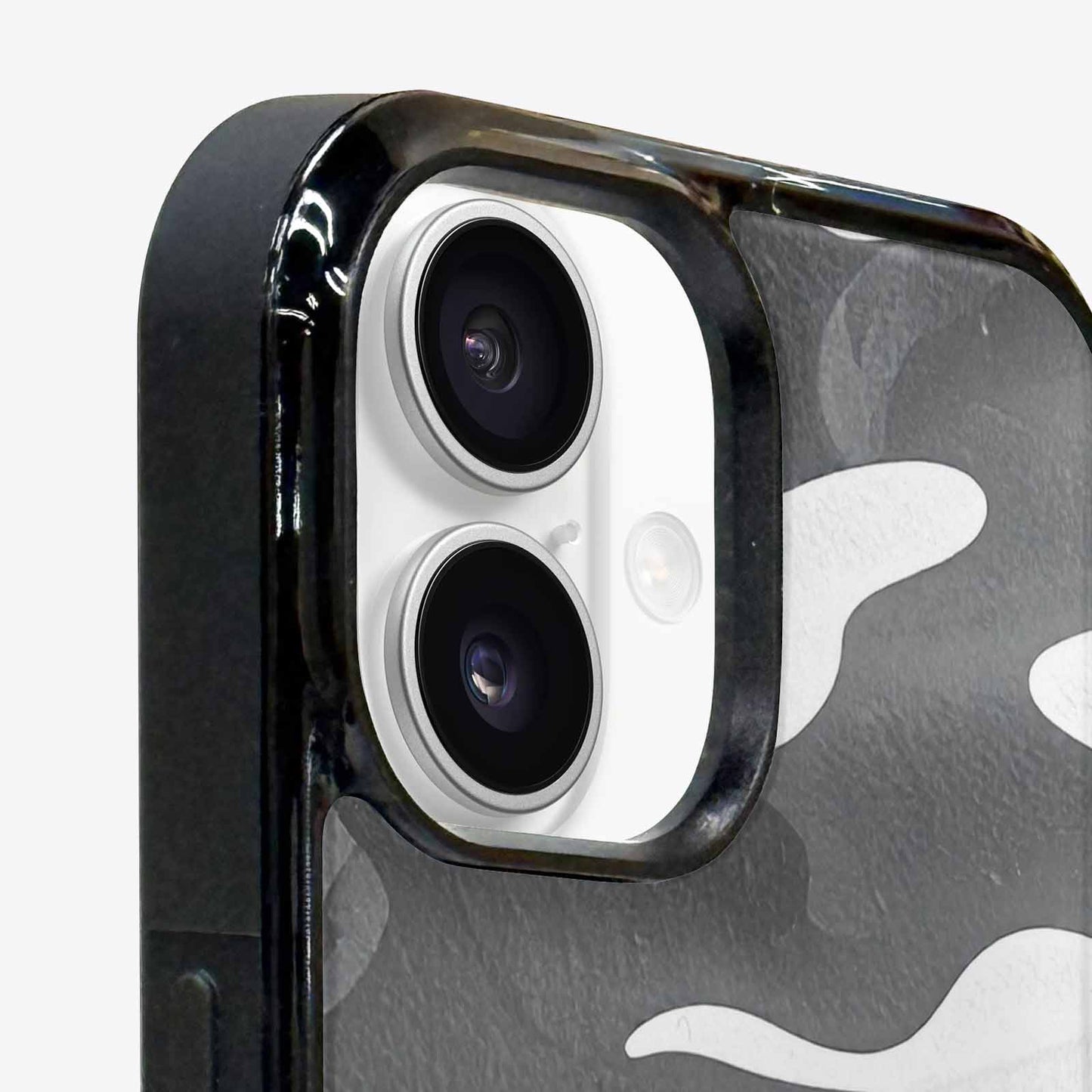 iPhone 16 Case — Grey Camo Print, Original Design Phone Case