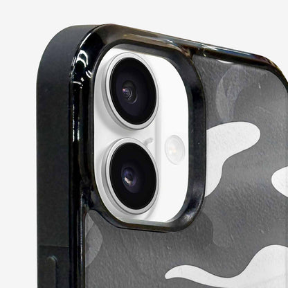 iPhone 16 Case — Grey Camo Print, Original Design Phone Case
