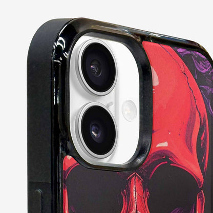 iPhone 16 Case — Red Purple Skeletons Neon Drip Melting, Custom Art Phone Cover