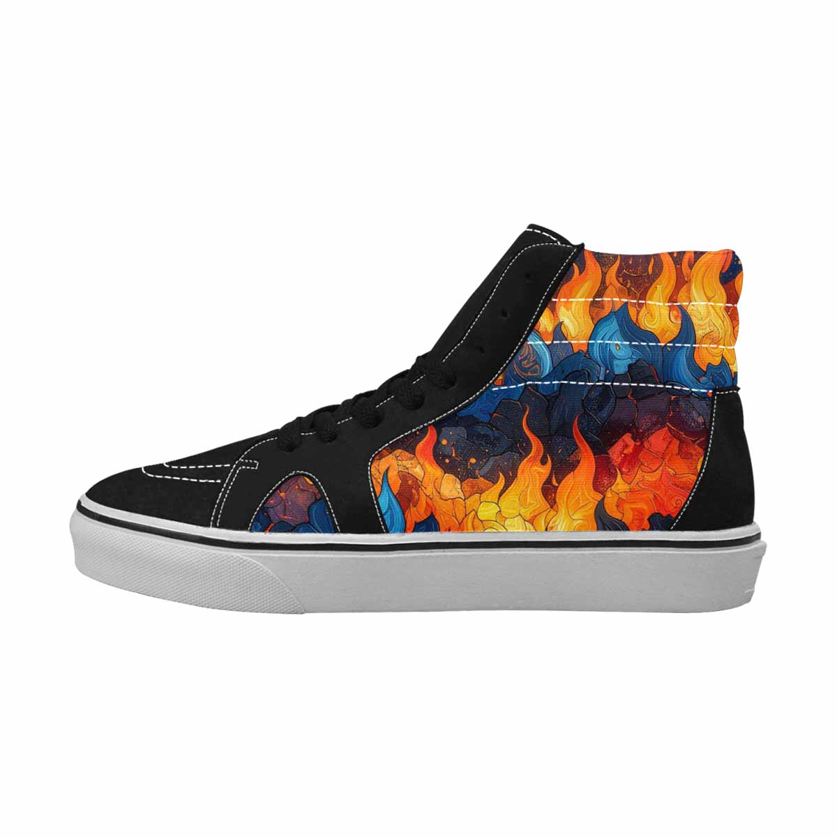 MEN'S Fire Flame High Top Canvas Vivid Custom Shoes