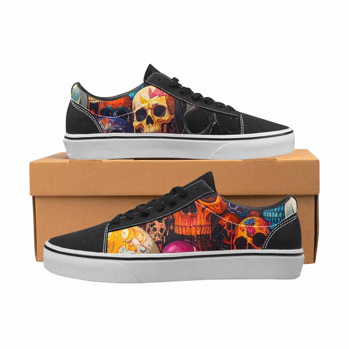 WOMEN'S Skulls (general) Lace-Up Canvas Grunge Custom Shoes