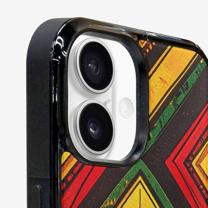 iPhone 16 Plus Case — African Kente Cloth Inspired Pattern Geometric, Custom Print Case Cover
