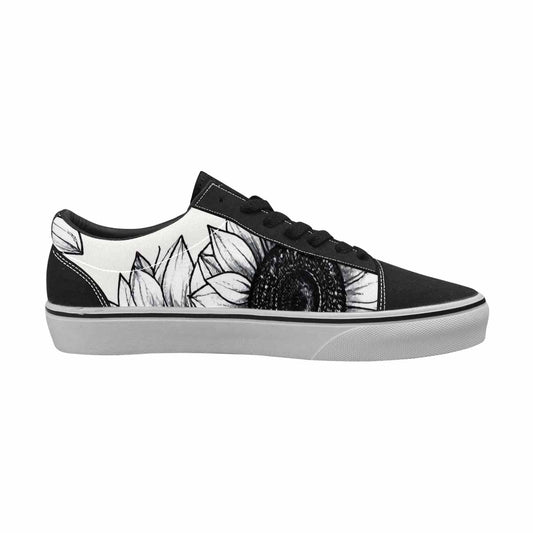 MEN'S Minimalist Line Art Sunflower Canvas Lace-Up Dark Academia Custom Sneakers