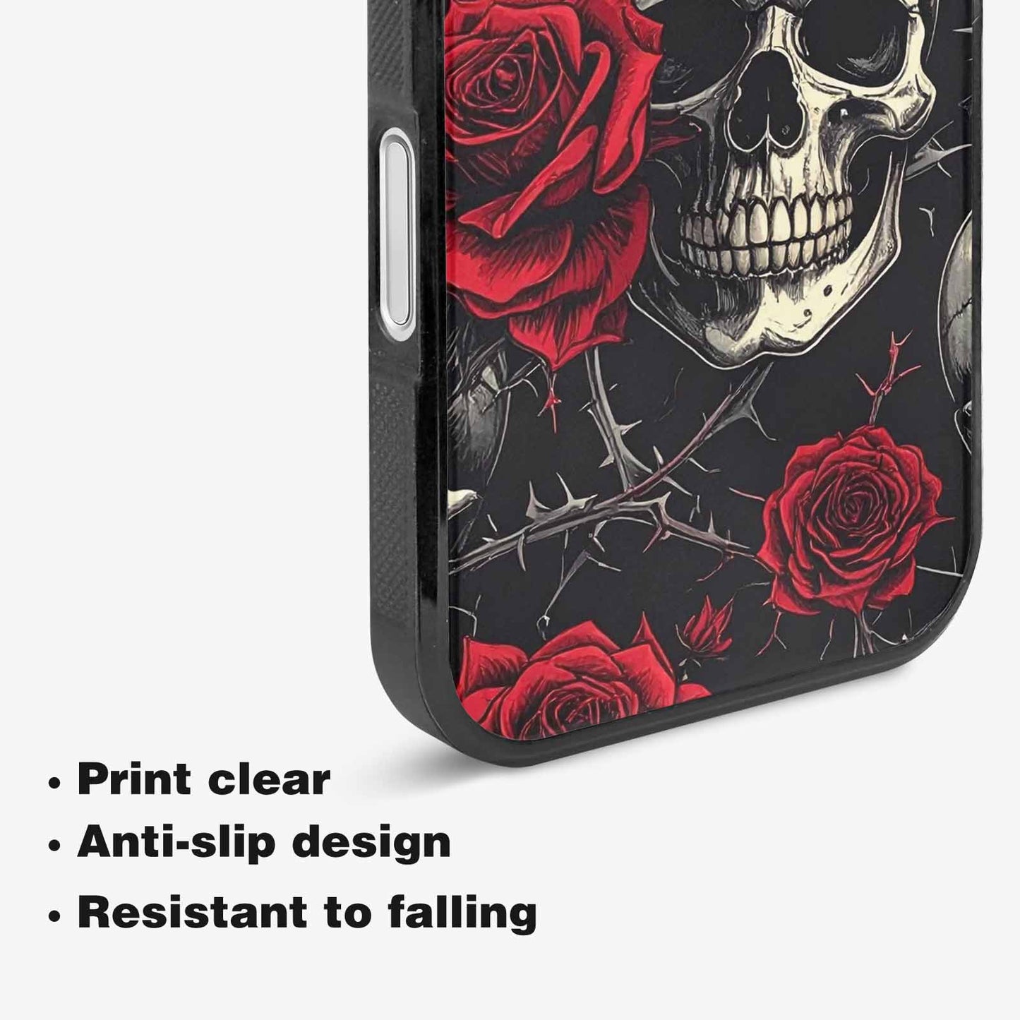 iPhone 16 Case — Ornate Gothic Skulls Roses, Custom Printed Phone Case