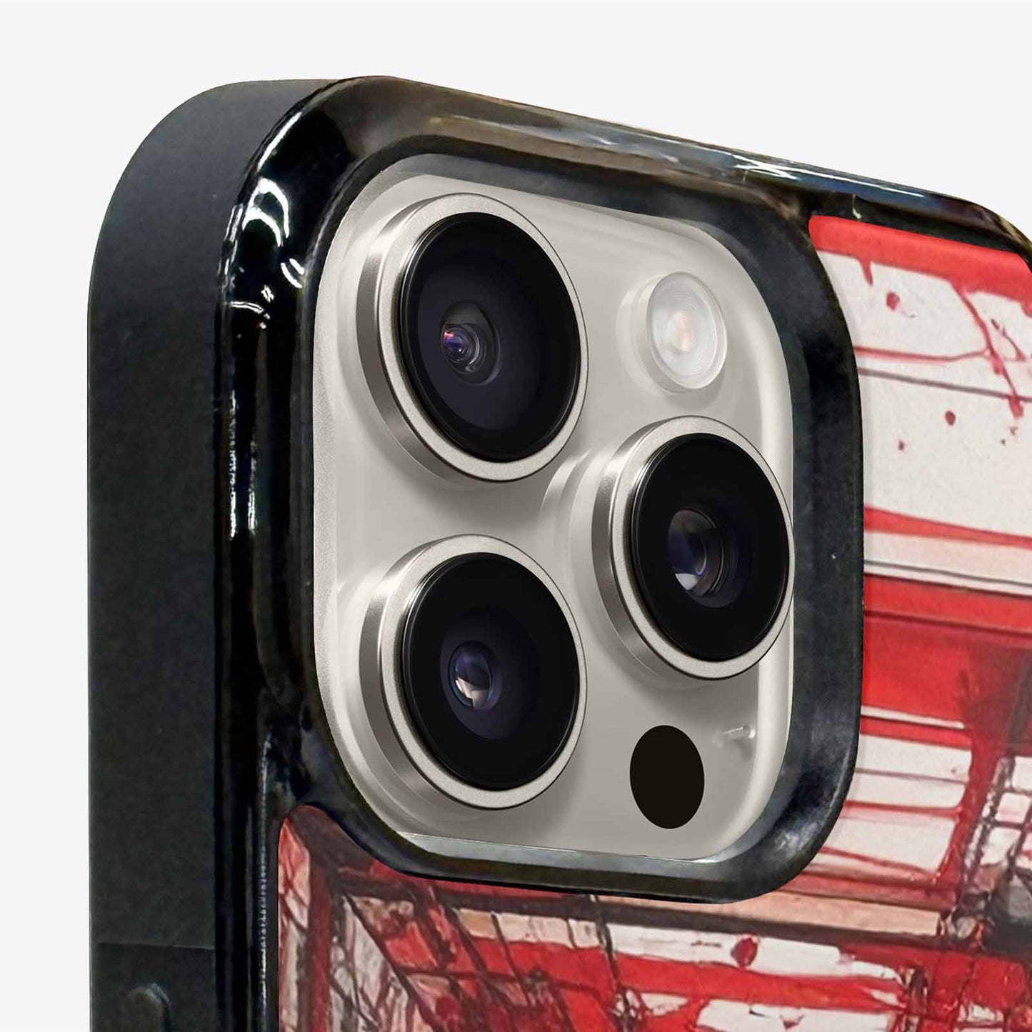 iPhone 16 Pro Max Case — Liminal Space Fragment Black Red Ink, Original Design Phone Case