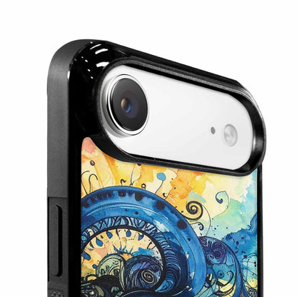 iPhone 17 Air Case — Tie Dye Swirls Black Blue Tie, Custom Phone Case