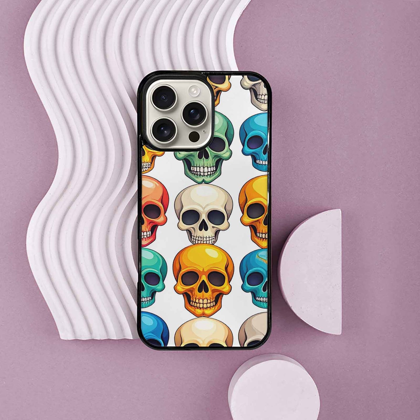 iPhone 16 Pro Max Case — Vibrant Skull Seamless, Original Design Phone Case