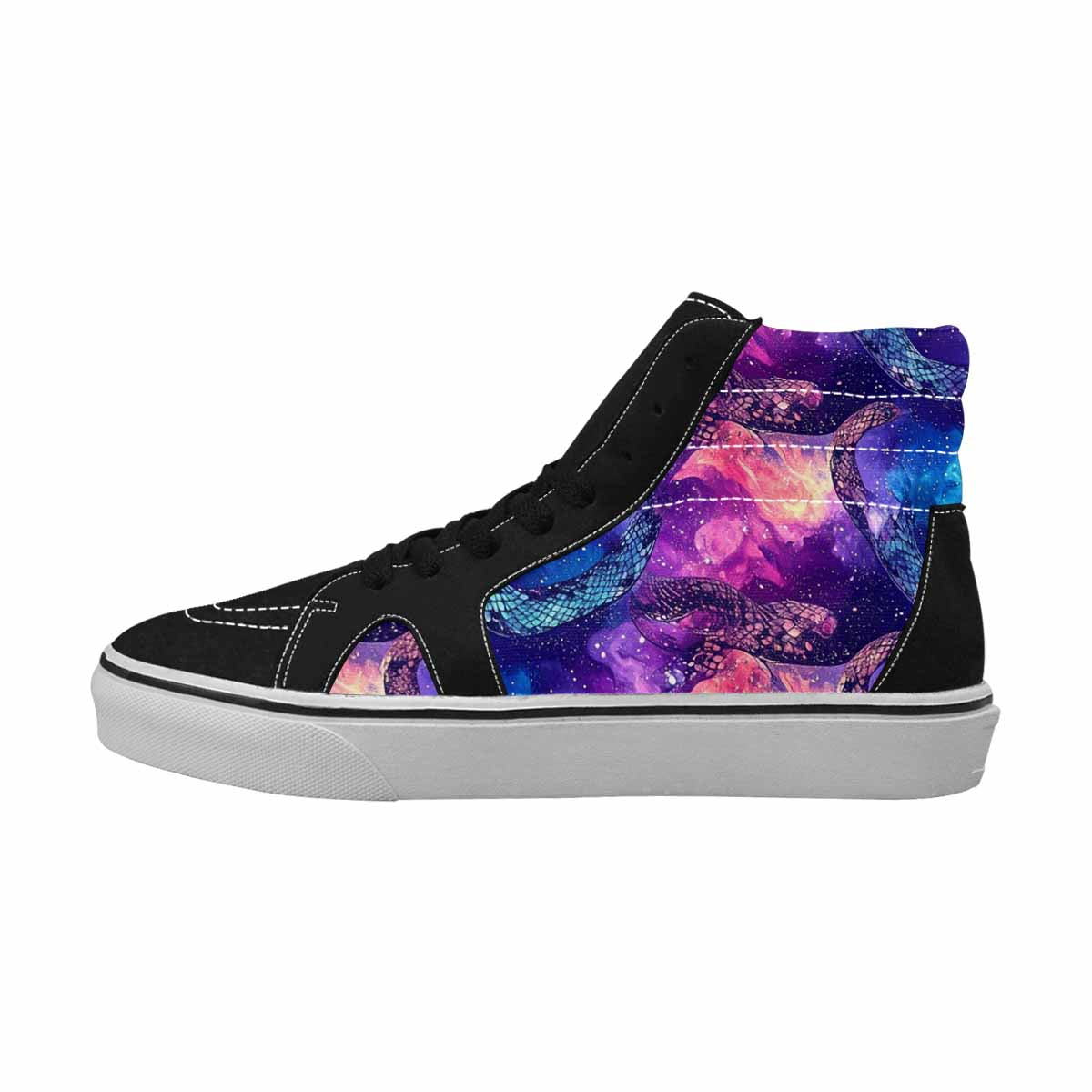 WOMEN'S Galaxy Snake Print High Top Canvas Dark Academia Custom Sneakers