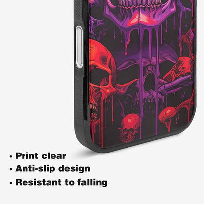 iPhone 16 Case — Red Purple Skeletons Neon Drip Melting, Custom Phone Case