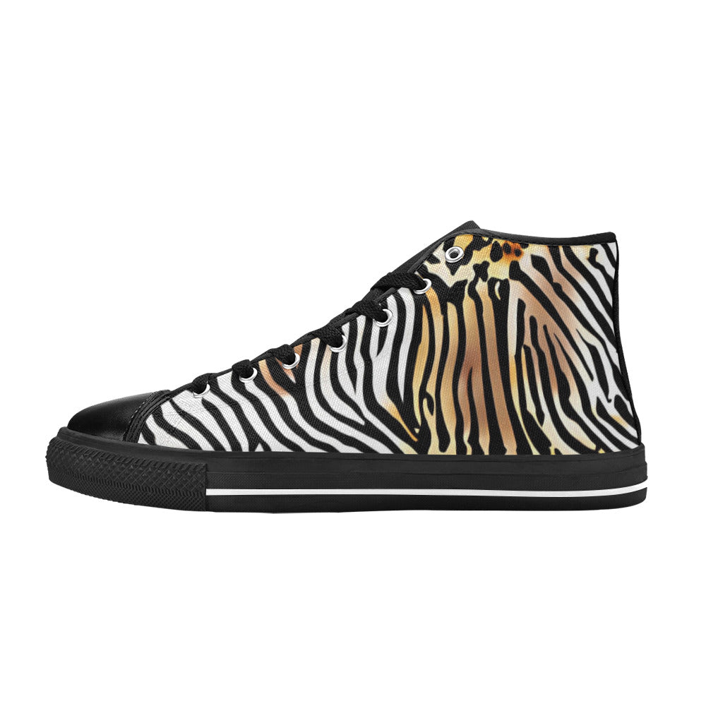 MEN'S Animal Print Art Men’S High Top Canvas Vibrant Chaos Custom Sneakers