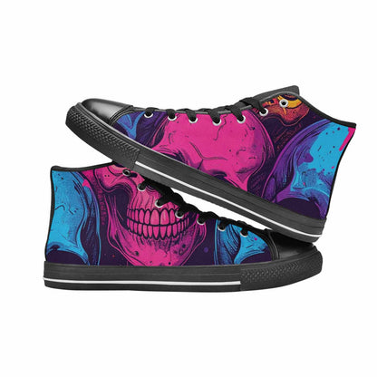WOMEN'S Skulls Splatter Comic High Top Canvas Wallpaper Art Sneakers